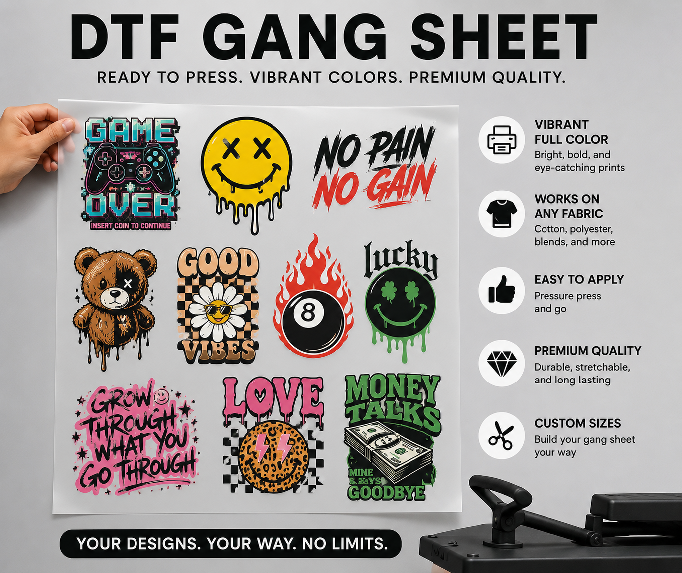 Gang Sheet builder & Transfers by Size
